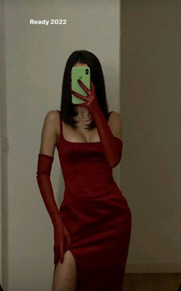 Simple Mermaid Side Slit Satin Long Prom Dresses HZ1023